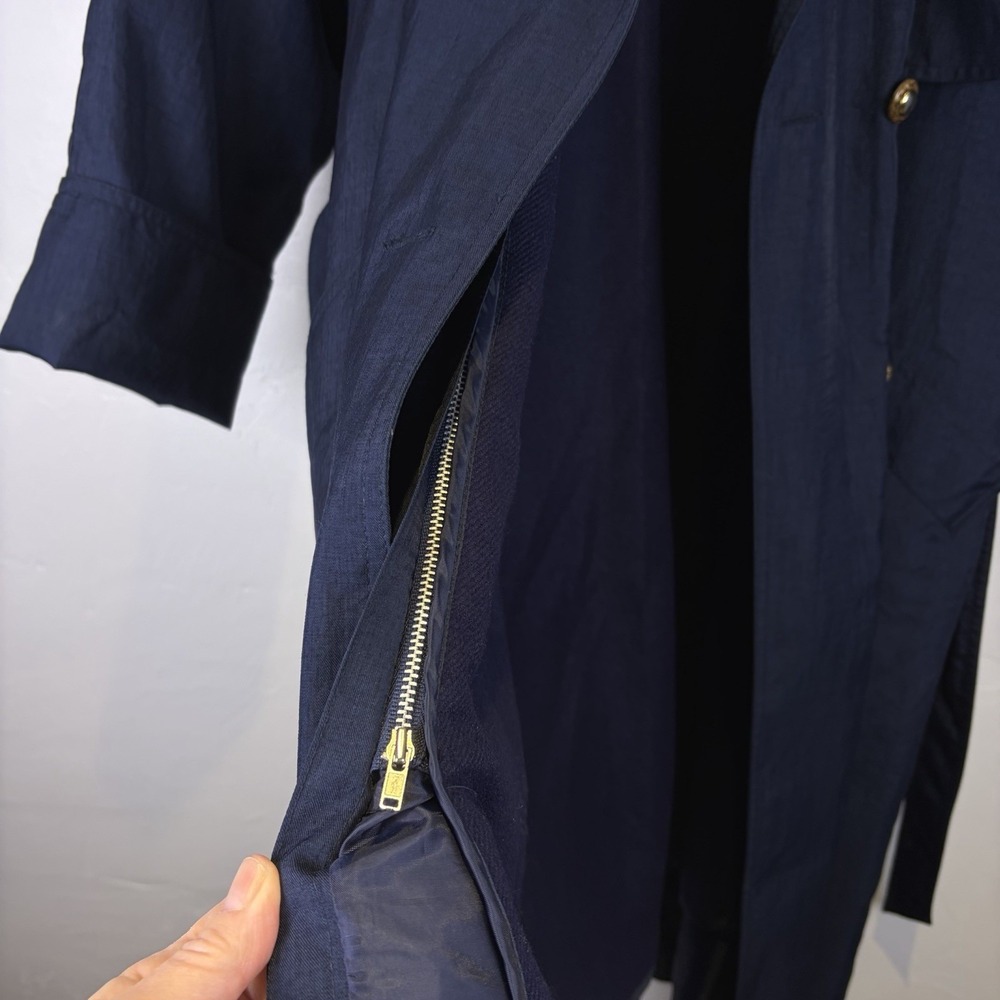 Vintage J. Gallery Woman's Trench Coat Size 7/8 Navy Blue 80's 90's Capsule - Picture 16 of 16